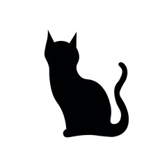 Silhouette of black cat on white background