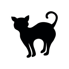 Silhouette of black cat on white background
