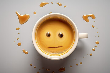 flat expression coffee spill