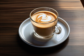 single glass coffee cup on saucer