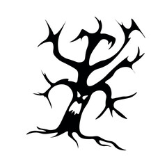 Creepy monster tree on white background