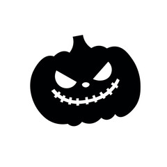 Scary Halloween pumpkin on white background