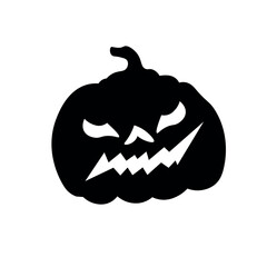Scary Halloween pumpkin on white background