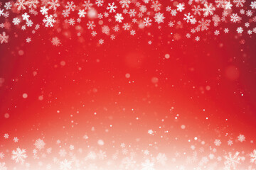 Red christmas background with  white snowflakes with space for text.