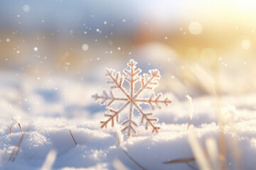 Fototapeta na wymiar Christmas background with big snowflake.