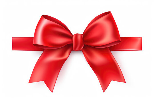 Isolated red bow as element of decoration.