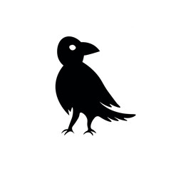 Black raven on white background