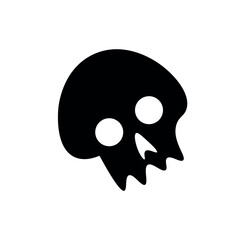 Creepy human skull on white background