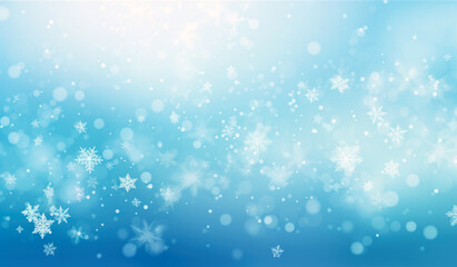 Fototapeta premium christmas background blue and white with snowflakes