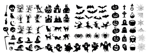 Set of clipart for Halloween on white background