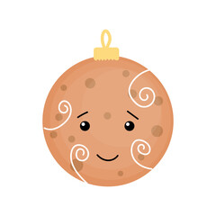 Creative Christmas ball in shape of cookie on white background