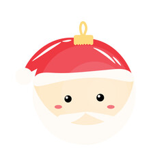 Creative Christmas ball in shape of Santa's head on white background