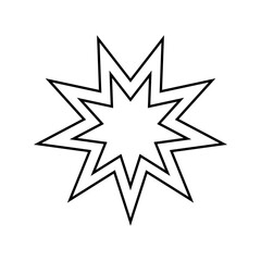 Nine pointed star on white background. Symbol of Bahai