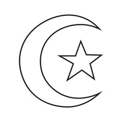 Crescent and star on white background. Symbol of Islam