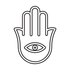 Ahimsa hand on white background. Symbol of Jainism