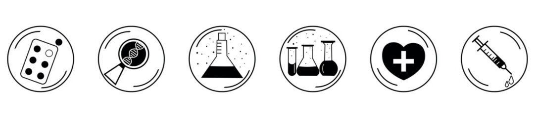 Set of medical icons on white background