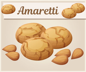 Amaretti cookie vector icon. Almond dessert cartoon illustration, sweet italian biscuit snack, nut pastry food, crunchy tasty bakery menu icon, traditional homemade macaroon from Italy
