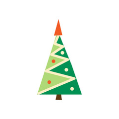 Festive Christmas tree on white background