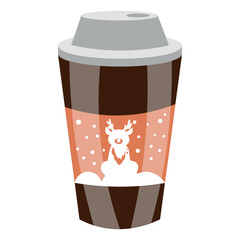 Cup of hot drink on white background