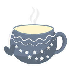 Cup of hot tea on white background