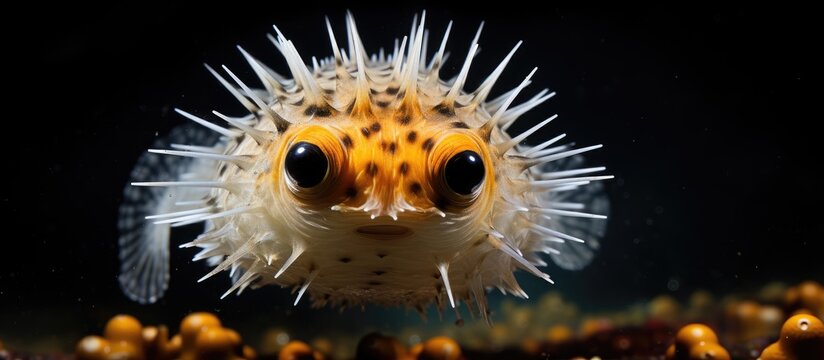 Porcupinefish picture Lembeh strait Indonesia With copyspace for text