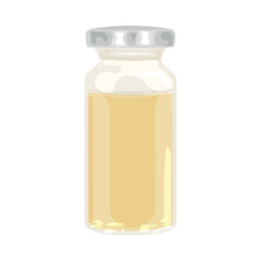 Ampoule with medicine on white background