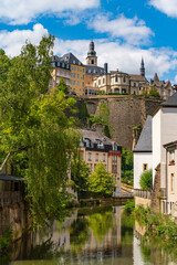 Fototapeta premium View of Grund district and Alzette river in Luxembourg City