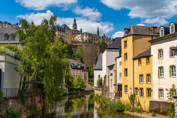 Fototapeta premium View of Grund district and Alzette river in Luxembourg City