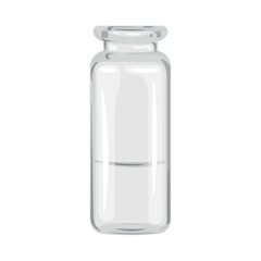 Ampoule with medicine on white background