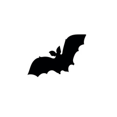 Silhouette of bat on white background