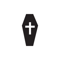 Obraz premium Coffin with cross on white background