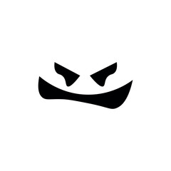 Evil Halloween monster face on white background