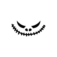Smiling Halloween monster face on white background