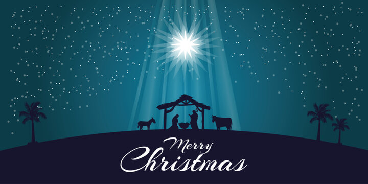 Festive banner for Christmas with nativity scene
