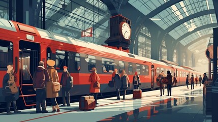 Busy Train Station