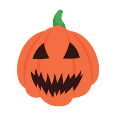 Scary Halloween pumpkin on white background