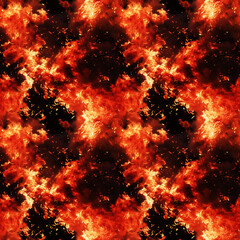 Vivid Flames against a Black Backdrop. Seamless repeatable background.