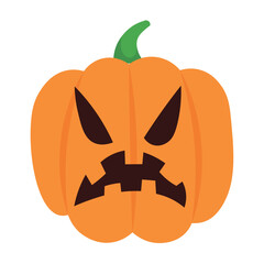 Scary Halloween pumpkin on white background