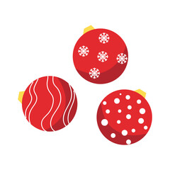 Red Christmas balls on white background