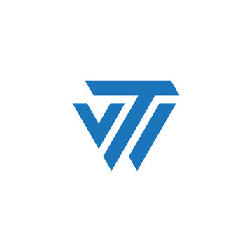 Abstract initial letter TW or WT logo in blue color