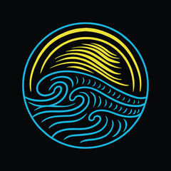 Monoline Beach Vector Graphic Design illustration Emblem Symbol and Icon