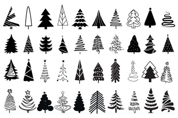 Obraz premium Set of different Christmas trees on white background