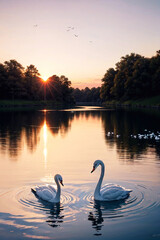 swans on the lake