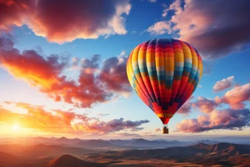  Hot air balloon in the sky. Background with selective focus and copy space © top images