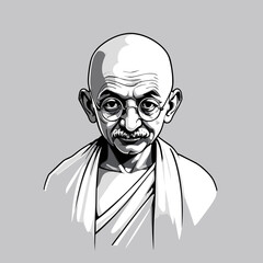 Mahatma Gandhi Indian freedom fighter illustration drawing outline amp vector carton character style