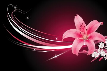 a pink flower with white lines and stars