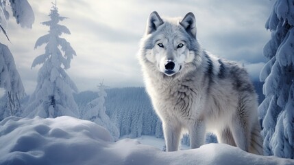 a wolf standing in the snow - Powered by Adobe