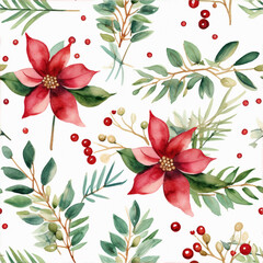 watercolor christmas pattern with poins