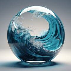 a blue water swirl in a sphere - obrazy, fototapety, plakaty