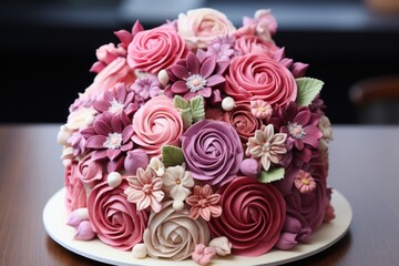 Obraz na płótnie Canvas a cake with flowers on it
